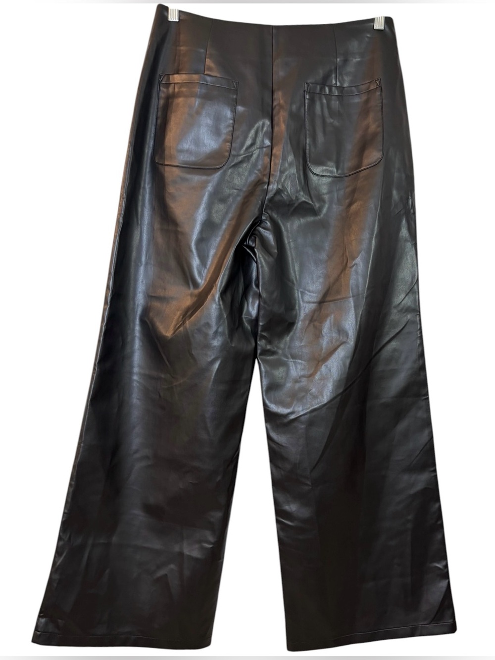 Commense Vegan Faux Leather High-Waisted Wide Leg Pants Size XL Femme Fatale - Picture 4 of 11